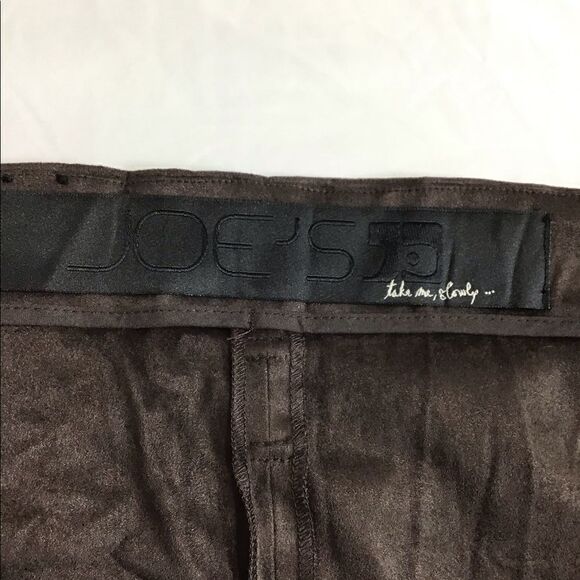 Joe’s Jeans Chocolate Brown The PANTS Poly Suede High Waist Cuff Pants 27 - Picture 4 of 8